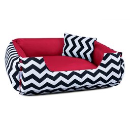 Enxoval Cama de Cachorro Dupla Face Lola - M - Chevron Vermelho - 6