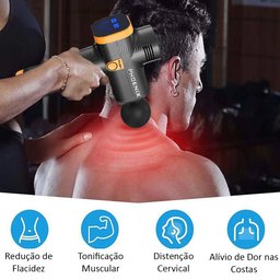 Pistola de Massagem Recarregável Phoenix Profissional Fisioterapia Alivio Muscular Sem Fio Com 20 Ve - 4