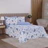 Jogo de Cama King 4p Lençol + Fronha Esmeralda Percal 100% Algodão:borboleta Azul - 1