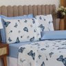 Jogo de Cama King 4p Lençol + Fronha Esmeralda Percal 100% Algodão:borboleta Azul - 3