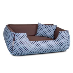 Cama de Cachorro Dupla Face Lola 65x50 Azul Poá Marrom - 3 Cama de Cachorro Dupla Face Lola 65x50 Azul Poá Marrom - 3