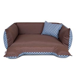 Cama de Cachorro Dupla Face Lola 65x50 Azul Poá Marrom - 5 Cama de Cachorro Dupla Face Lola 65x50 Azul Poá Marrom - 5