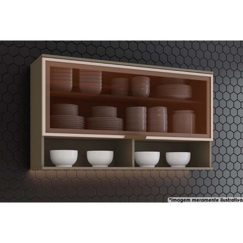 Cozinha Modulada Henn Connect Armário C/2 Nichos e 1 Porta Basculante C/vidro 120x67cm Duna-henn