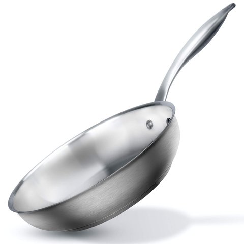 Duxtop Frigideira de Aço Inox 9.5” Compatível com Indução (prata)