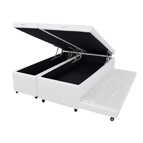Cama Box Bau Queen com Auxiliar Orto Confort Corino:cinza