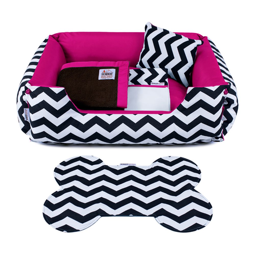 Enxoval Cama de Cachorro Dupla Face Lola - EGG - Chevron Pink - 2