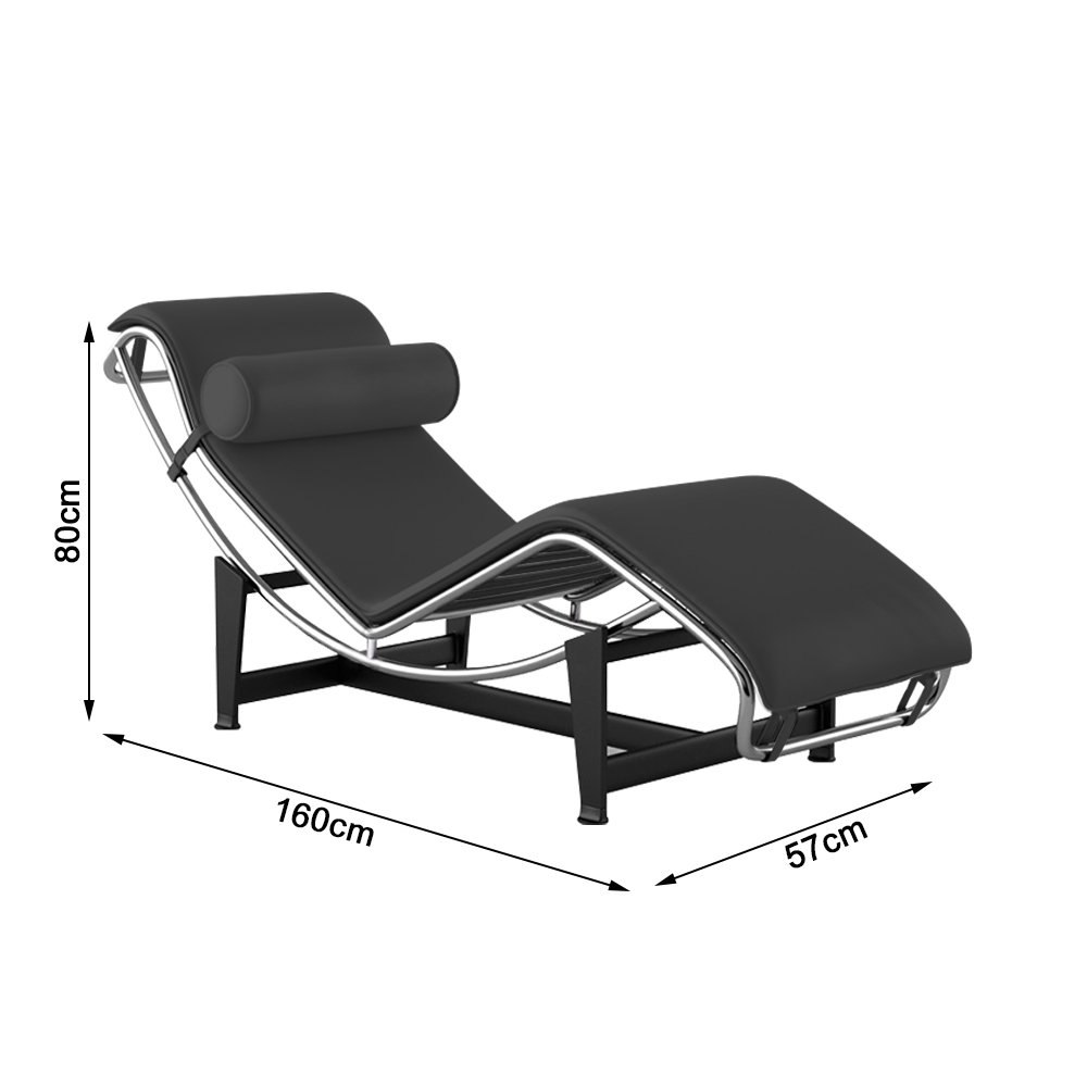 Chaise Lc-4 Cromada em Sintético Preto - 2