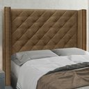 Ver imagem 2 de Cabeceira Estofada Cama Box Casal King Size Alteza 195cm Suede Caramelo - Desk Design