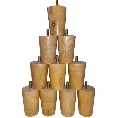 Kit 10 Pés Madeira Maciça 8cm Sofá Móvel Cama Box Queen King