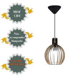 Lustre Luminária Pendente de Madeira Mdf Mod. Acácia - 5
