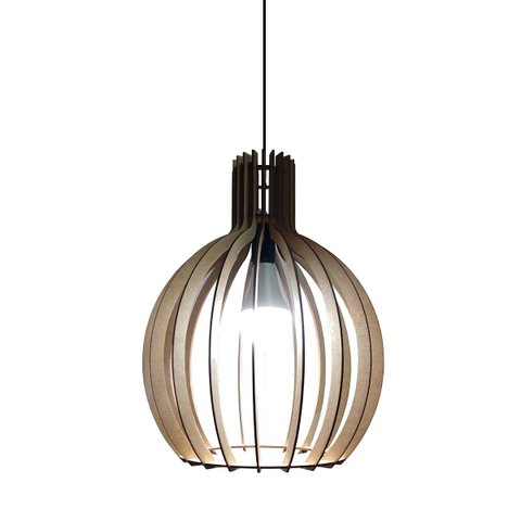 Lustre Luminária Pendente de Madeira Mdf Mod. Acácia