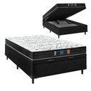 Ver imagem 1 de Cama Box Baú Casal Sintético Preto Colchão de Espuma Semi Ortopédica Extra Firme Cinza 80kg