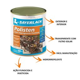 Verniz Polisten Sayerlack Stain Transparente 900ml Madeira - 3