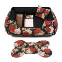 Ver imagem 2 de Enxoval Cama de Cachorro Dupla Face Lola Senhor Bicho - G - Caveiras Preto