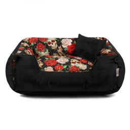 Enxoval Cama de Cachorro Dupla Face Lola Senhor Bicho - G - Caveiras Preto - 4 Enxoval Cama de Cachorro Dupla Face Lola Senhor Bicho - G - Caveiras Preto - 4