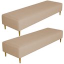 Ver imagem 1 de Kit 02 Puffs Decorativo Sala de Estar Bali W01 Pés Palito 210x60cm Linho Bege Escuro - Lyam Decor