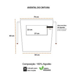 Avental de Cintura Bege Laranja Bar Restaurante Cafe Bistro Unissex - 3