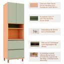 Ver imagem 3 de Paneleiro para Cozinha Lótus 3 Portas 2 Prateleiras MDF 70cm Verde Luciane Móveis com Gaveta