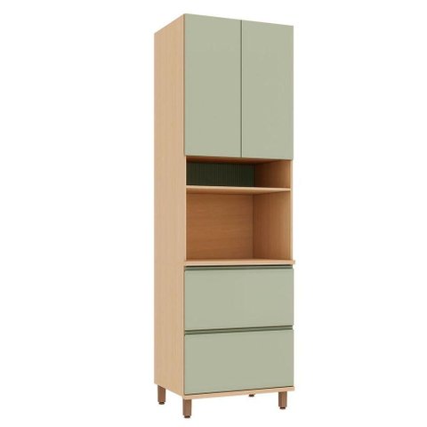 Paneleiro para Cozinha Lótus 3 Portas 2 Prateleiras MDF 70cm Verde Luciane Móveis com Gaveta