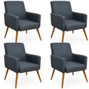 Ver imagem 1 de Kit 04 Poltronas Decorativas Para Sala de Estar Maria Linho Chumbo - Lyam Decor