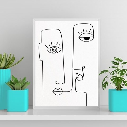Quadro Decorativo Minimalista One Line 33x24cm:Madeira branca