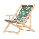 Ver imagem 2 de Kit 2 Espreguiçadeiras Dobrável com Tecido Folhas Verde Madeira Maciça