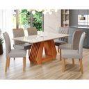 Ver imagem 2 de Mesa para Sala de Jantar Agata 160 X 80 Cm com Tampo Mdf/vidro Cimol Cinamomo/off White
