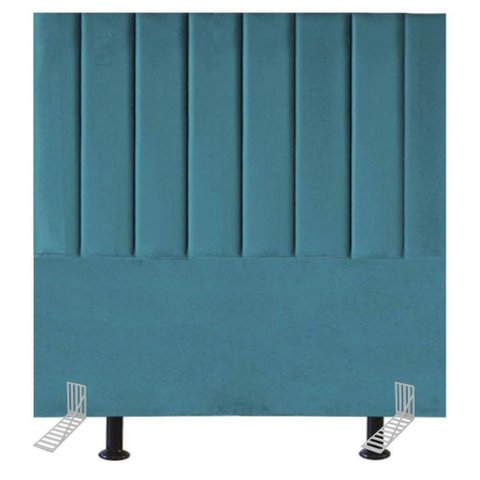 Cabeceira Estofada Cama Solteiro 100cm Lívia Suede e Frame Azul Turquesa