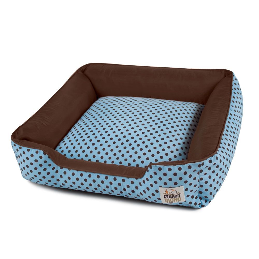 Cama de Cachorro com Zíper Pandora Senhor Bicho - M - Azul Poá Marrom - 2