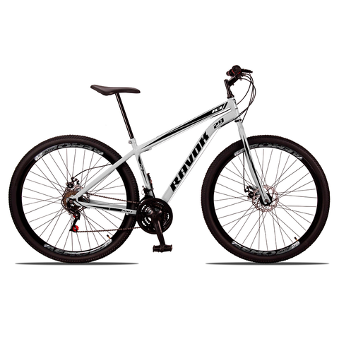 Bicicleta Aro 29 Bike Aço 21 Marchas Velocidades Freio a Disco:branco