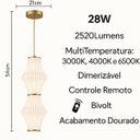 Ver imagem 3 de Pendente Samurai 28W 2520lm Multitemperatura Dourado 54x21cm Dimerizável com Controle Remoto Design 
