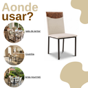 Ver imagem 4 de Jogo 6 Cadeiras Bege Estofadas em Corano para Cozinha Mesa Sala de Jantar Moderna