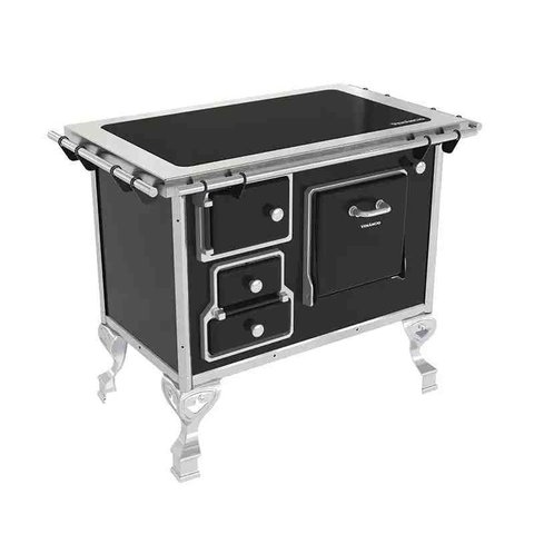 Fogão a Lenha Tradicional Chapa Vitrocerâmica 01 Preto Metalúrgica Venâncio