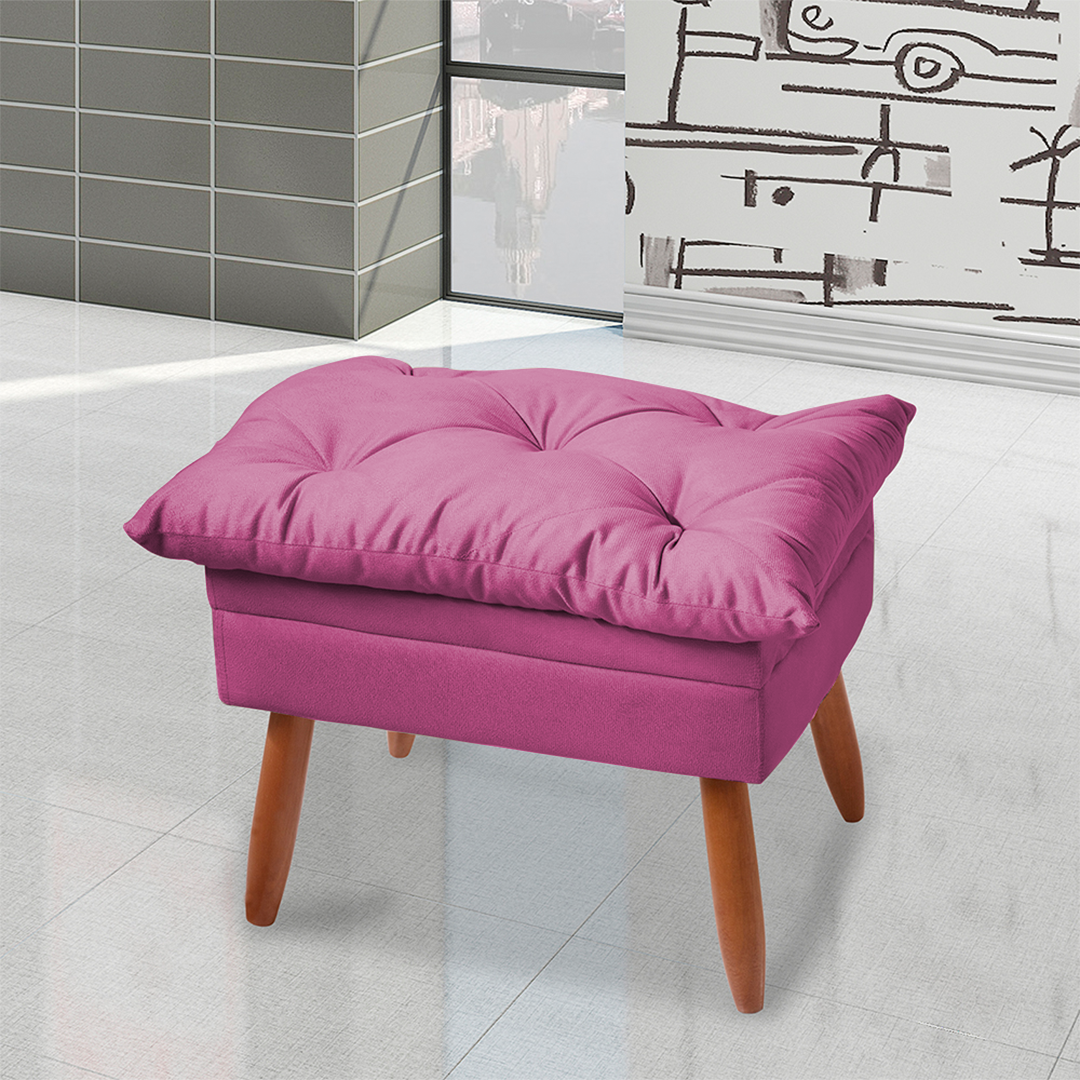 Puff Rosa Puff Banqueta Emily Fibra Silicone Suede Rosa | MadeiraMadeira
