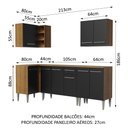 Ver imagem 4 de Armário de Cozinha Completa de Canto 293cm Rustic/Preto Emilly Open Madesa 01