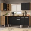 Ver imagem 1 de Armário de Cozinha Completa de Canto 293cm Rustic/Preto Emilly Open Madesa 01