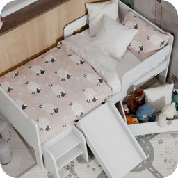 Mini Cama Infantil Montessoriana com Baú Bella + Colchão:branco - 3