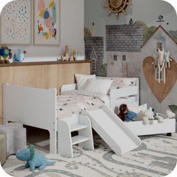 Mini Cama Infantil Montessoriana com Baú Bella + Colchão:branco - 2