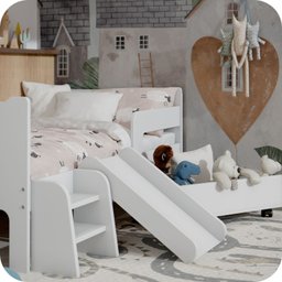 Mini Cama Infantil Montessoriana com Baú Bella + Colchão:branco - 4