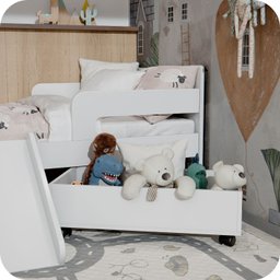 Mini Cama Infantil Montessoriana com Baú Bella + Colchão:branco - 5