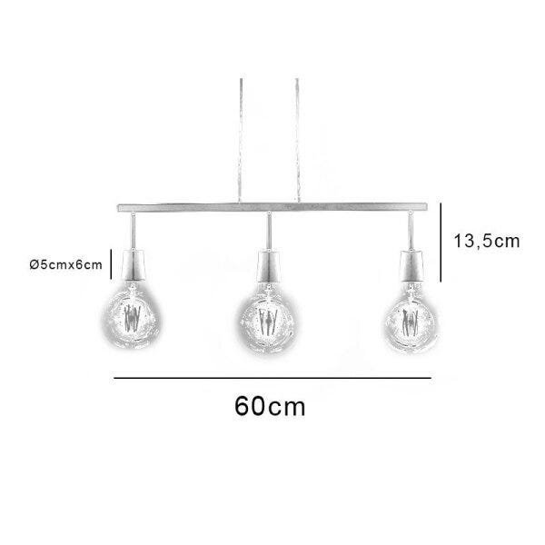 Lustre Pendente Bar Hunter Trade Branco para 3 Lâmpadas E-27 Bivolt - 3