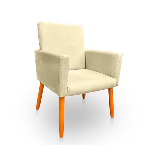 Poltrona Nina Decorativa Suede Bege para Escritorio, Sala Salão Biselos-Decor