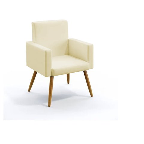 Poltrona Nina Decorativa Suede Bege para Escritorio, Sala Salão Biselos-decor