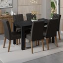 Ver imagem 1 de Conjunto Sala de Jantar Mesa Tampo de Madeira 6 Cadeiras Allegro Madesa