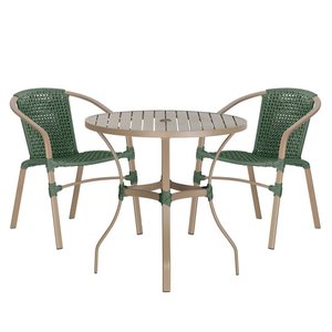 02 Cadeiras Floripa e Mesa Roma 80cm Fendi e Corda Nautica Trama Original