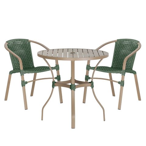 02 Cadeiras Floripa e Mesa Roma 80cm Fendi e Corda Nautica Trama Original