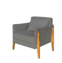 Ver imagem 2 de Poltrona Decorativa Sophia Suede Cinza Pés Madeira Ms Decor