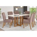 Ver imagem 1 de Mesa P/ Cozinha Natalí Sc71 C/ Tampo Madeirado C/ Vidro Curvo 160x90cm Nature - Henn