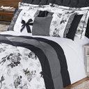 Ver imagem 3 de Kit Edredom Casal King Vitória 7 Peças Floral Preto Com Branco