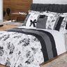 Kit Edredom Casal King Vitória 7 Peças Floral Preto Com Branco - 2